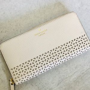 Kate Spade White Perforated Zip Wallet